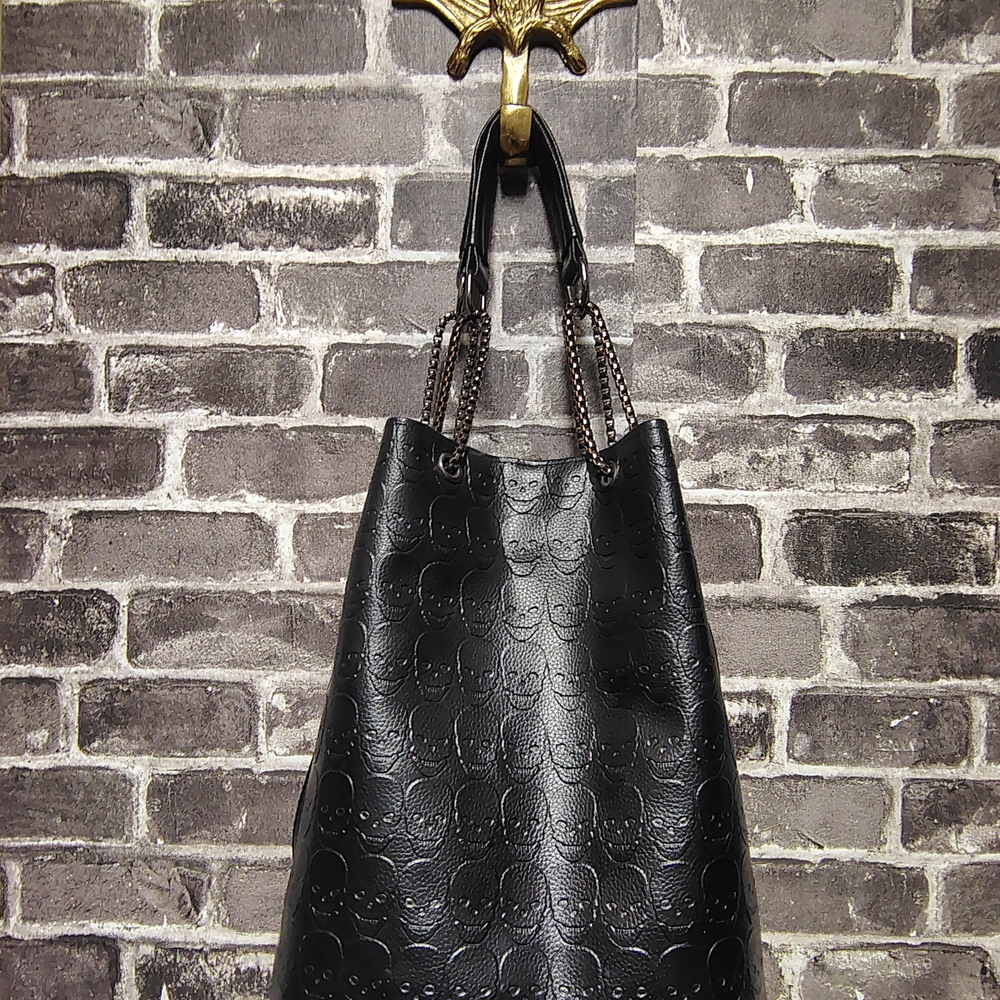 Elegant Black Embossed Tote Bag